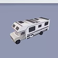 White Classic RV Motorhome With Roof Racks And Side Windows For Travel