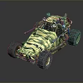 Military Camouflage Tank With Large Cannon And Heavy Tracked Wheels Design