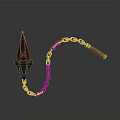 Spiked Chain Weapon With Metal Chain And Yellow Wrapped Wooden Handle