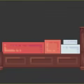 Red Carved Wooden Bed Frame With Red Mattress And White Pillows