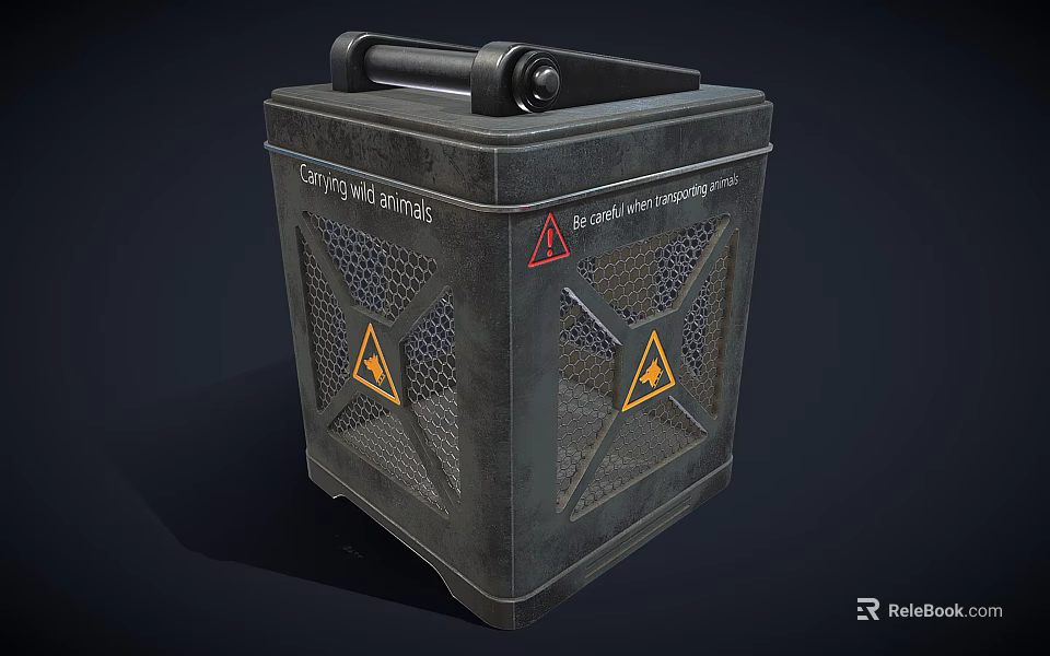 Cap Wire Drums Metal Container With Mesh Sides Top Handle And Warning Signs 3d model 