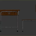 Wooden Desk and Chair Set with Metal Frame and Wooden Surface and Drawer