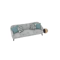 Gray and Beige Two Seater Sofas With Blue Patterned Cushions and Modern Design 3d model