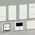 Modern White Switch Panels With Various Designs Including Sockets Buttons And Digital 3d model