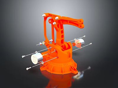 Game Movie Mechanical Character Orange Mechanical Arm Structure With Joints And Components 3d model