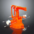 Game Movie Mechanical Character Orange Mechanical Arm Structure With Joints And Components