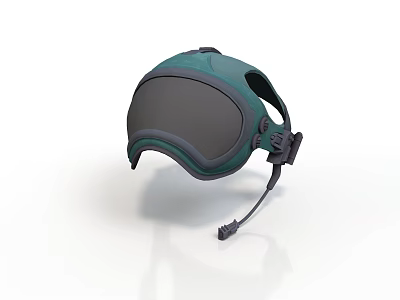 Green Safety Helmet With Goggles And Microphone For Daily Protection Use 3d model
