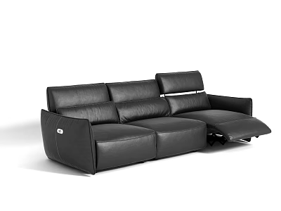 Stylish Black Leather Sectional Sofa With Reclining Chaise And Comfortable Seats 3d model