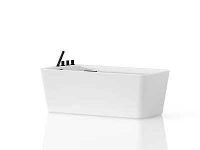 Modern White Freestanding Bathtub With Black Faucet And Sleek Design 3d model