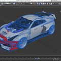 White And Red Custom Sports Car With Rear Wing Large Wheels And Engine Details