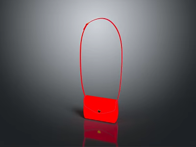 Red Shoulder Handbag With Slim Strap Square Design And Metal Clasp 3d model