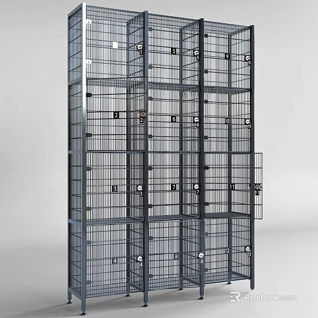 Multi Layer Metal Cage With Grid Structure And Wire Storage Design 3d model 
