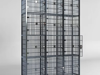 Multi Layer Metal Cage With Grid Structure And Wire Storage Design 3d model