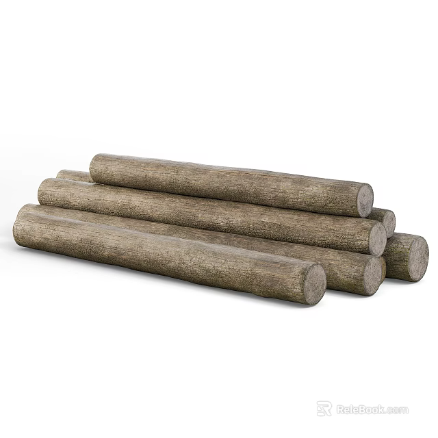 Natural Rustic Stone Wood Logs Stacked for Solid Construction and Decor Projects 3d model 