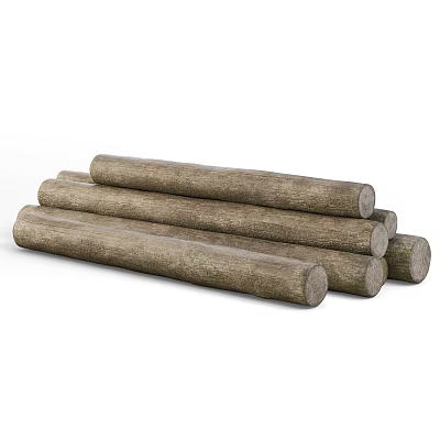 Natural Rustic Stone Wood Logs Stacked for Solid Construction and Decor Projects 3d model