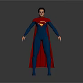Game Movie Character Superman With Blue Bodysuit Red Cape And Yellow Emblem