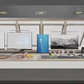 Professional Computer Workstation Setup With Multiple Monitors And Desktop Accessories 3d model
