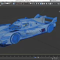 High Performance Race Car with Streamlined Body Rear Wing and Racing Tires