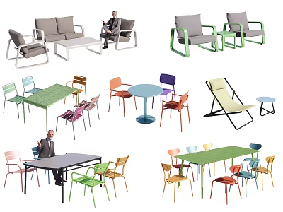 Modern Colorful Leisure Chairs With Matching Tables And Various Designs Collection 3d model