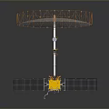 Space Satellite With Deployable Circular Mesh Antenna And Solar Panels 3d model