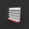 White Retail Display Shelf With Multiple Shelves And Red Base For Store 3d model