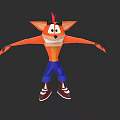 Playful Orange Fox Game Movie Character With Red Hair Green Eyes And Blue Pants
