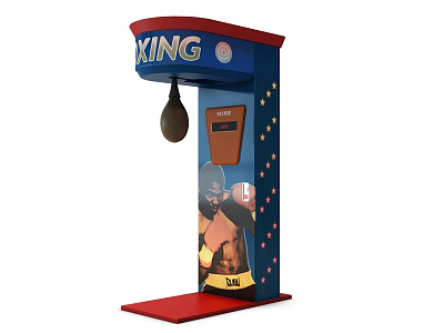 Standing Boxing Punching Bag Machine With Coin Operated Function And Boxer Illustration 3d model