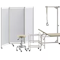 Medical Equipment Including Mobile Cart Partition Screen Examination Table And Stool