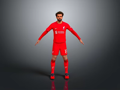 Liverpool Football Player Wearing Red Jersey With Team Logo And Shorts 3d model