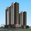 Modern High Rise Residential Building Exterior With Trees And Road View