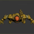 Man With Red Hair Wearing Futuristic Yellow Armor And Back Weapon