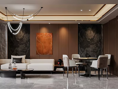 Luxury Hotel Chess Room Interior With Modern Lighting And Seating 3d model