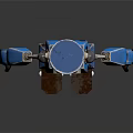 Blue Mechanical Robot Character With Round Eyes And Articulated Metal Limbs