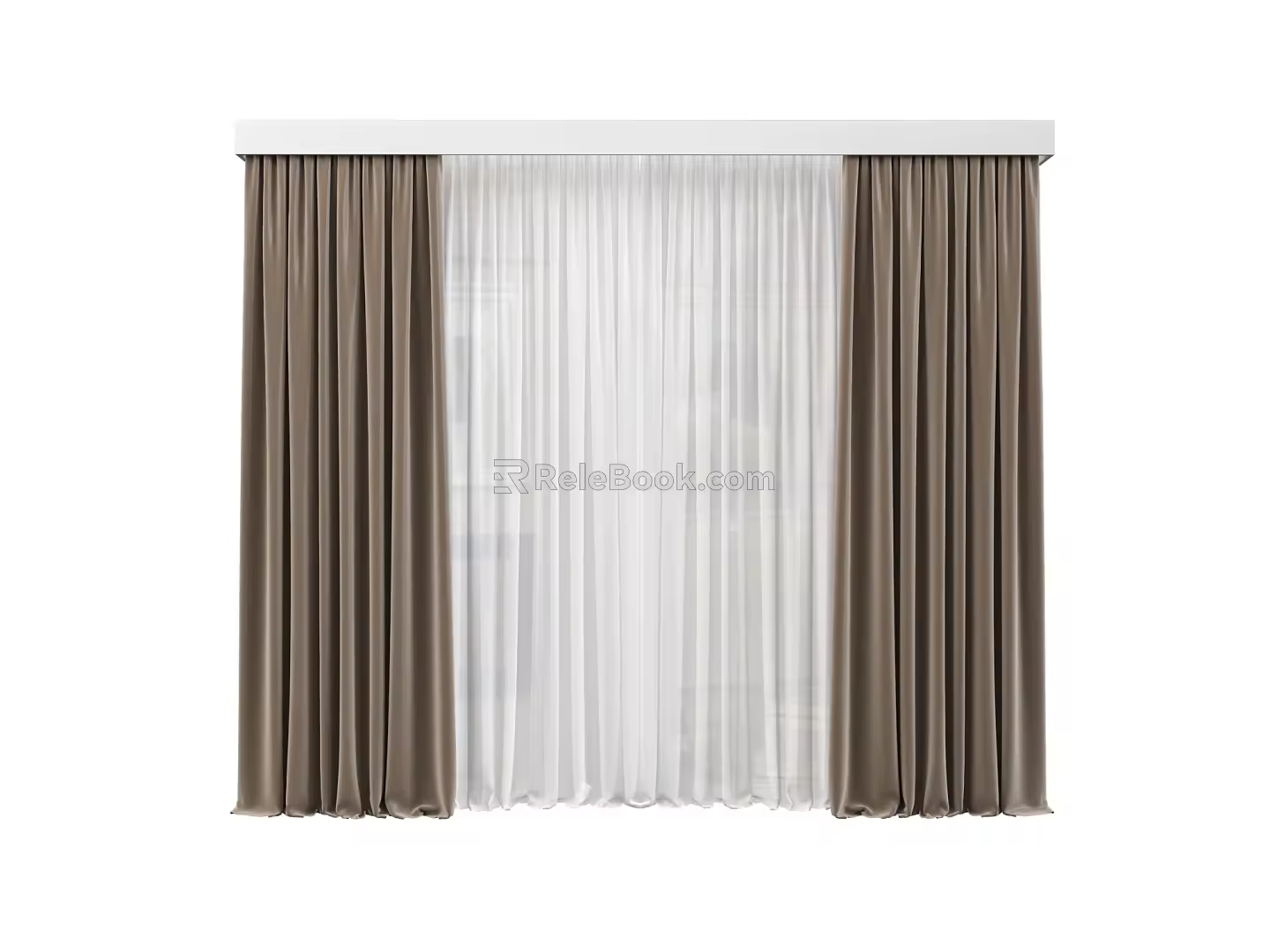 Modern curtain gauze curtain solid color 3d model