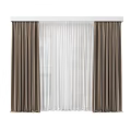 Modern curtain gauze curtain solid color 3d model