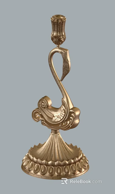 Golden Sculpture Carving With Intricate Patterns And Curved Spiral Design Base 3d model 