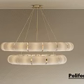 Modern Luxury Poliform Pendant Light With Double layer White Lampshade And Gold Frame