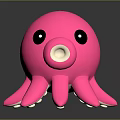 Cute Pink Octopus Toy With Black Eyes Open Mouth And Eight Legs