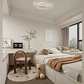 Tatami Bedroom Interior Design With Natural Light Window Desk Chair And Mirror