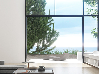 Modern Duplex Living Room Sea View Room 3d model