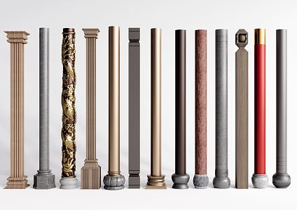 New Chinese Style Column Disc Solid Column Panlong Carved Column 3d model