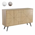 Modern Wooden Cabinet With Geometric Pattern Doors And Black Legs