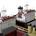 Two Large Cargo Ships with Open Cargo Holds and Deck Cranes 3d model