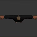 3D Male Character Model With Open Arms Black Shirt Blue Jeans And Sandals