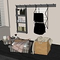 Rattan Laundry Basket Storage Basket Bamboo Basket Bath Articles 3d model