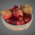 Fresh Mixed Fruits In Woven Basket Including Apples And Peaches