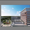 Modern School Building Complex With Multi Story Structure And Green Campus Landscape