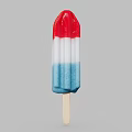 Colorful Layered Popsicle With Red White Blue Sections On Wooden Stick
