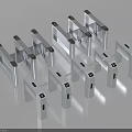 Different Types Of Modern Access Control Turnstiles With Metal Frames And Glass Panels