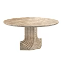 Round Dining Tables Featuring Marble And Wooden Tops With Unique Base Design